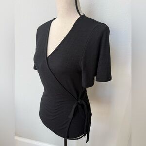 Gap Black Wrap-Style Flutter Sleeve Women’s Sweater